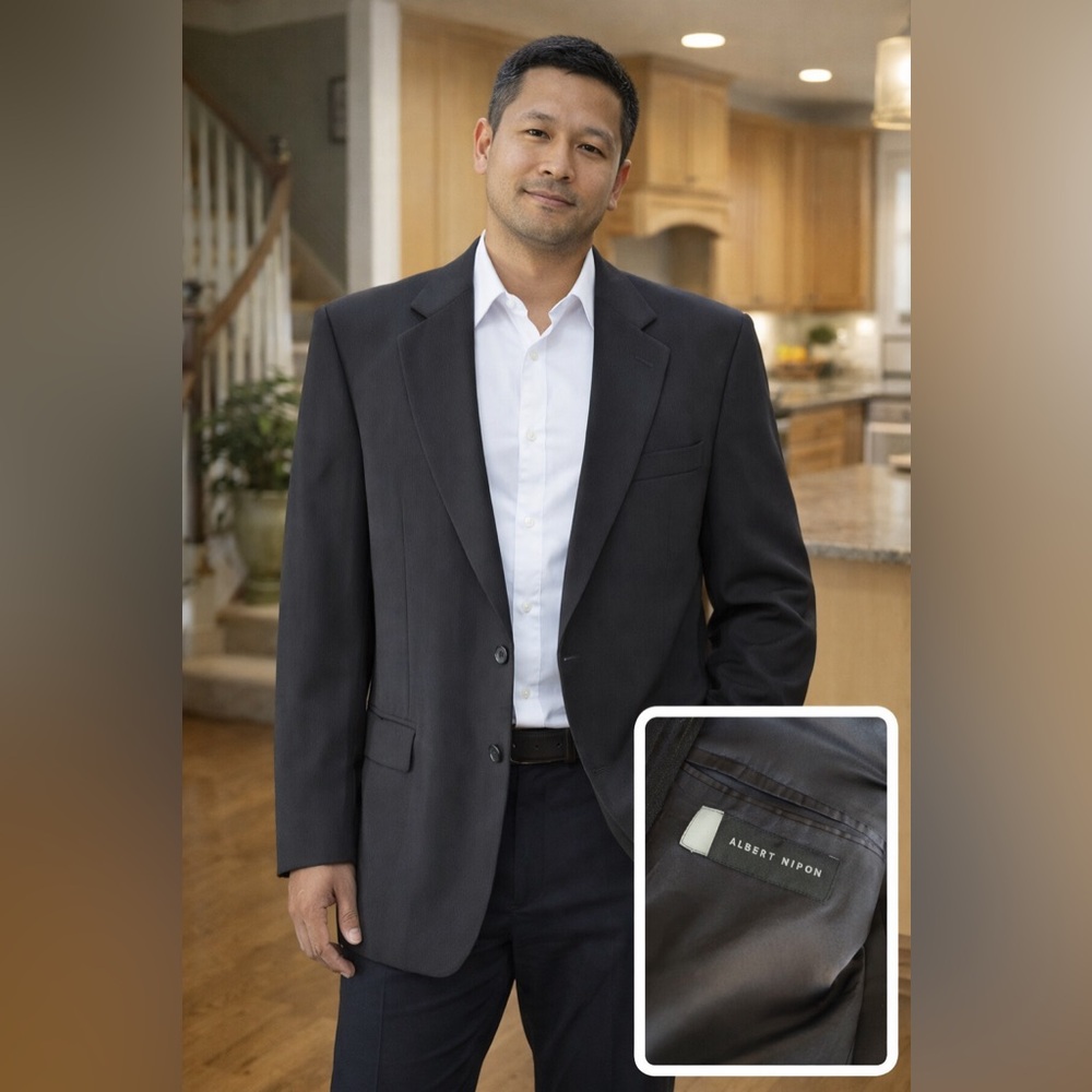 Albert Nipon Charcoal Blazer | Boardroom… or Bond Villain?
42L Men’s
